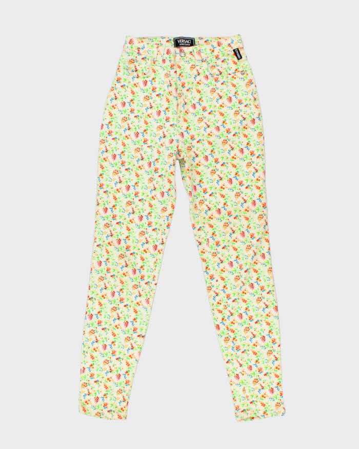 Vintage 90s Versace Floral Jeans - W26 L29