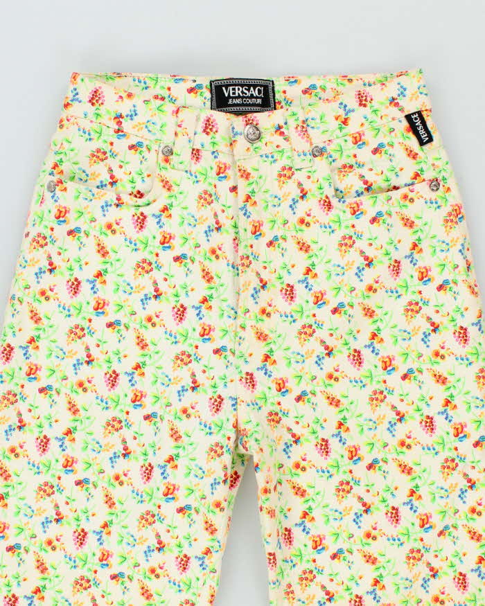 Vintage 90s Versace Floral Jeans - W26 L29