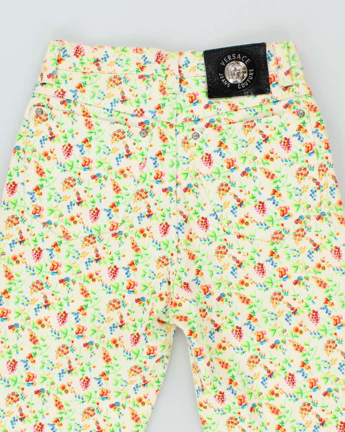 Vintage 90s Versace Floral Jeans - W26 L29