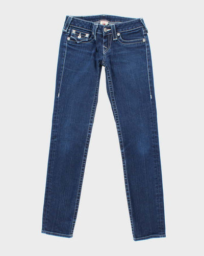 Vintage Women's Y2K True Religion Dark Wash Rhinestone Jeans - W24 L29