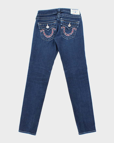 Vintage Women's Y2K True Religion Dark Wash Rhinestone Jeans - W24 L29
