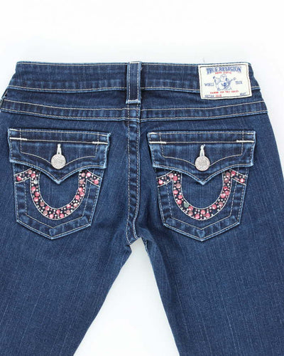 Vintage Women's Y2K True Religion Dark Wash Rhinestone Jeans - W24 L29