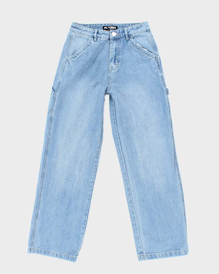 Vintage Women's Y2K Playboy Light Wash Wide Leg Jeans - W26 L28