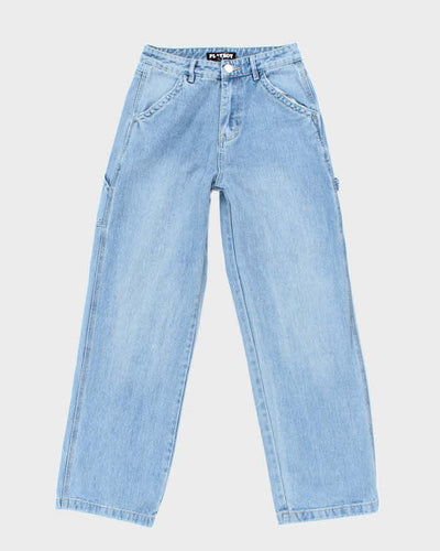 Vintage Women's Y2K Playboy Light Wash Wide Leg Jeans - W26 L28