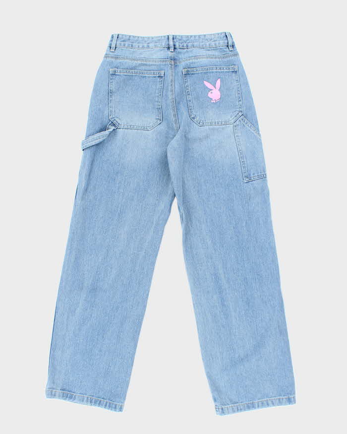 Vintage Women's Y2K Playboy Light Wash Wide Leg Jeans - W26 L28