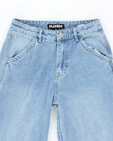 Vintage Women's Y2K Playboy Light Wash Wide Leg Jeans - W26 L28