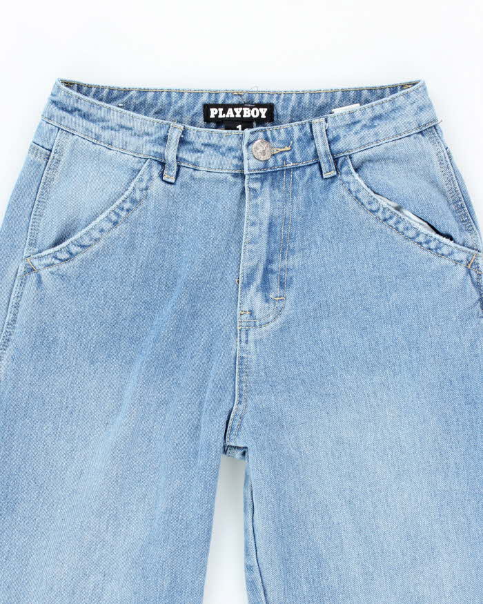 Vintage Women's Y2K Playboy Light Wash Wide Leg Jeans - W26 L28