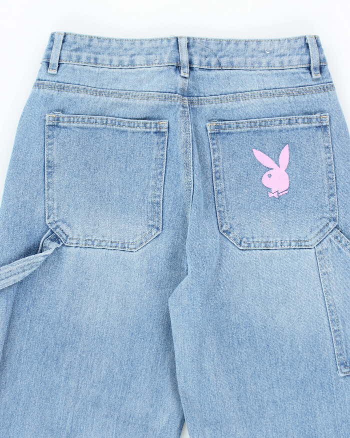 Vintage Women's Y2K Playboy Light Wash Wide Leg Jeans - W26 L28
