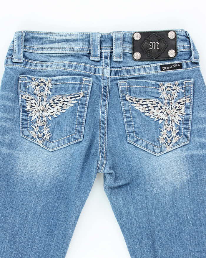 Vintage Y2k 00s Miss Me Rhinestone Crucifix Jeans - W27 L34