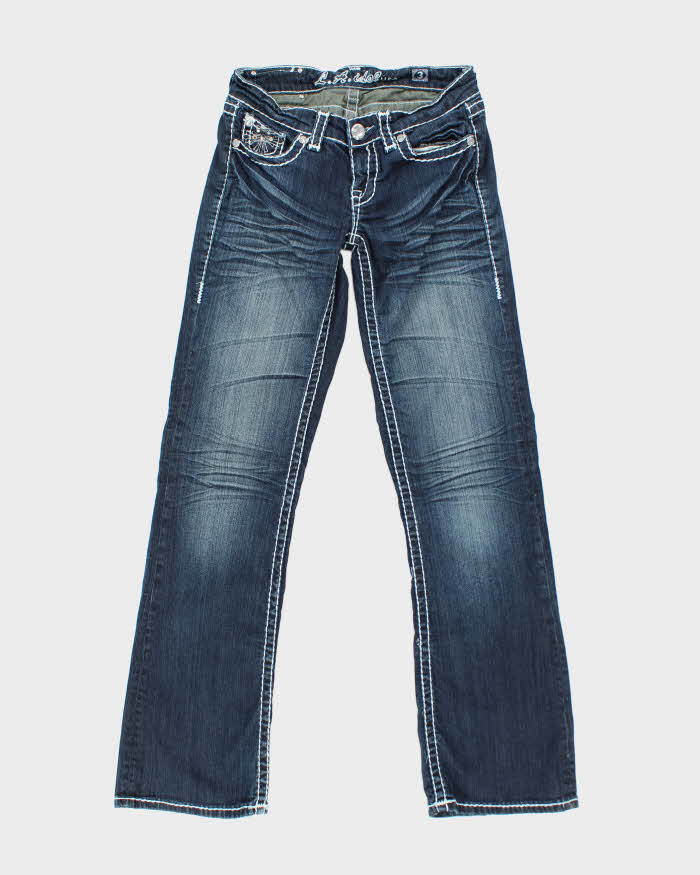 Vintage Y2k 00s LA Idol Studded Rhinestone Bootcut Jeans - W28 L32