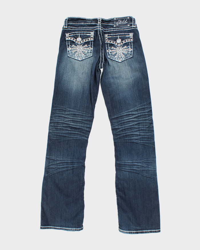 Vintage Y2k 00s LA Idol Studded Rhinestone Bootcut Jeans - W28 L32