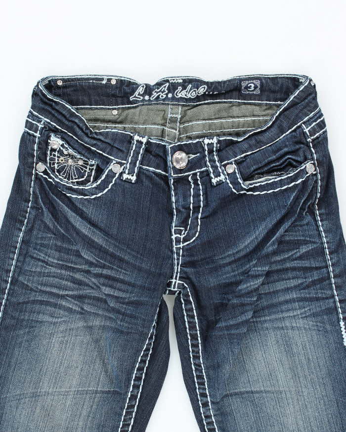 Vintage Y2k 00s LA Idol Studded Rhinestone Bootcut Jeans - W28 L32