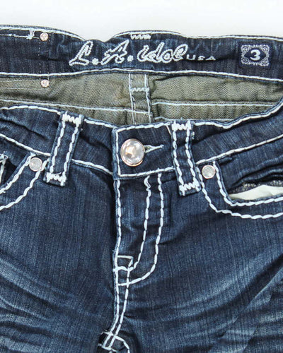 Vintage Y2k 00s LA Idol Studded Rhinestone Bootcut Jeans - W28 L32