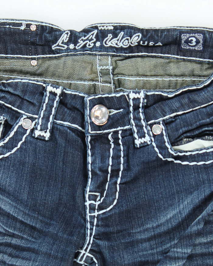 Vintage Y2k 00s LA Idol Studded Rhinestone Bootcut Jeans - W28 L32