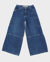 Vintage Y2K Snake Eyes Ultra Wide Leg Dark Wash Denim Jeans - W28 L28