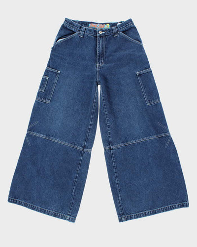 Vintage Y2K Snake Eyes Ultra Wide Leg Dark Wash Denim Jeans - W28 L28