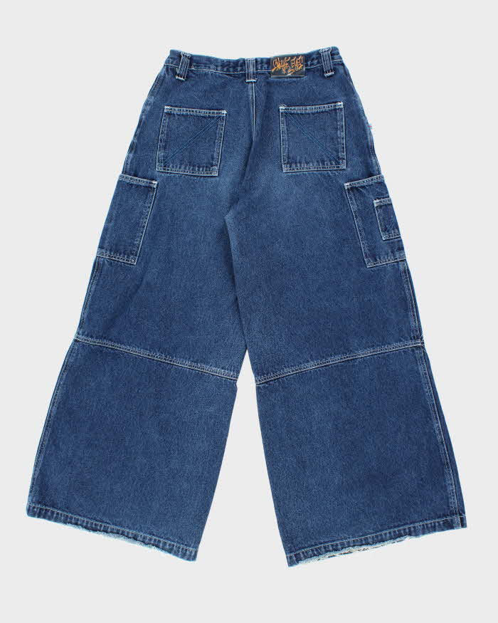 Vintage Y2K Snake Eyes Ultra Wide Leg Dark Wash Denim Jeans - W28 L28