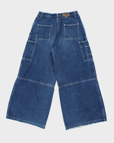 Vintage Y2K Snake Eyes Ultra Wide Leg Dark Wash Denim Jeans - W28 L28
