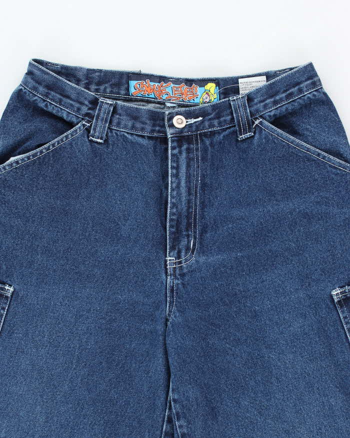 Vintage Y2K Snake Eyes Ultra Wide Leg Dark Wash Denim Jeans - W28 L28