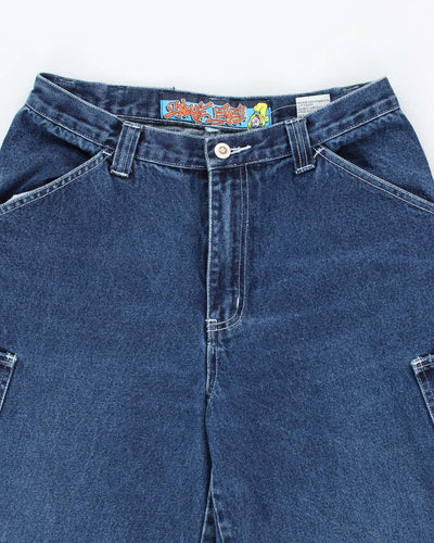 Vintage Y2K Snake Eyes Ultra Wide Leg Dark Wash Denim Jeans - W28 L28