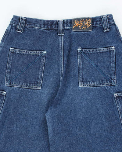 Vintage Y2K Snake Eyes Ultra Wide Leg Dark Wash Denim Jeans - W28 L28