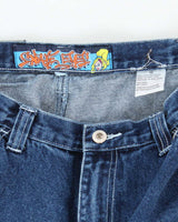 Vintage Y2K Snake Eyes Ultra Wide Leg Dark Wash Denim Jeans - W28 L28