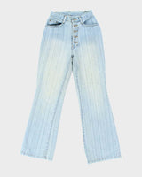 Vintage Y2K Faded Striped Light Wash Flared Jeans - W22 L28