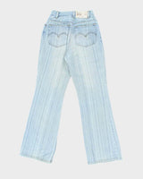 Vintage Y2K Faded Striped Light Wash Flared Jeans - W22 L28