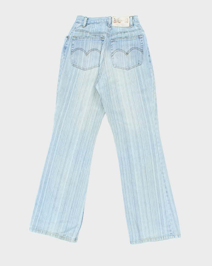 Vintage Y2K Faded Striped Light Wash Flared Jeans - W22 L28