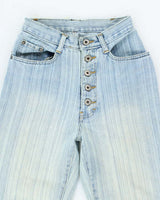 Vintage Y2K Faded Striped Light Wash Flared Jeans - W22 L28