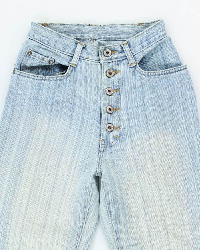 Vintage Y2K Faded Striped Light Wash Flared Jeans - W22 L28