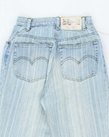 Vintage Y2K Faded Striped Light Wash Flared Jeans - W22 L28