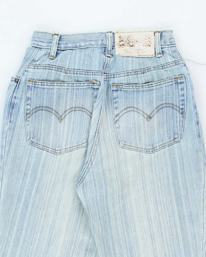 Vintage Y2K Faded Striped Light Wash Flared Jeans - W22 L28
