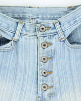 Vintage Y2K Faded Striped Light Wash Flared Jeans - W22 L28