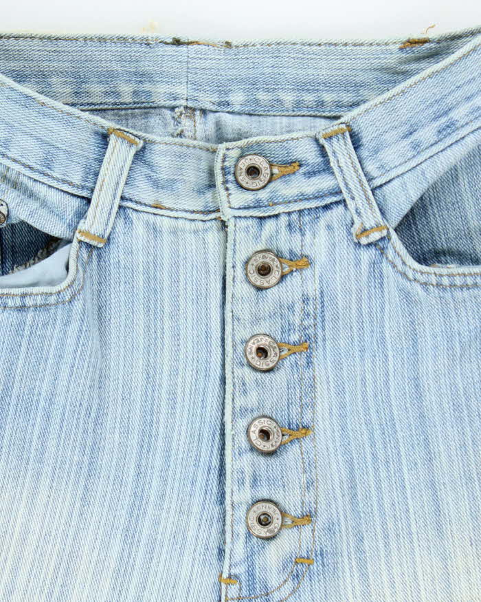 Vintage Y2K Faded Striped Light Wash Flared Jeans - W22 L28