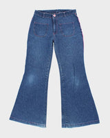 Vintage Y2K Wide Leg Dark Wash Flared Jeans - W28 L29