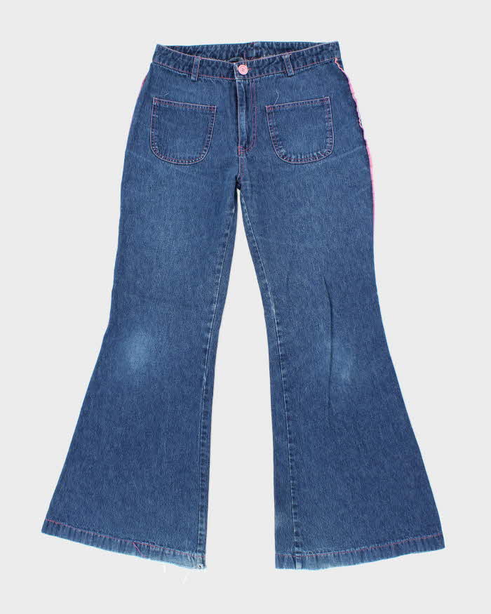 Vintage Y2K Wide Leg Dark Wash Flared Jeans - W28 L29