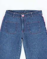 Vintage Y2K Wide Leg Dark Wash Flared Jeans - W28 L29