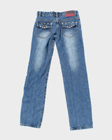 Vintage Y2K Sen Baolong Studded Slim Flared Jeans - W24 L32