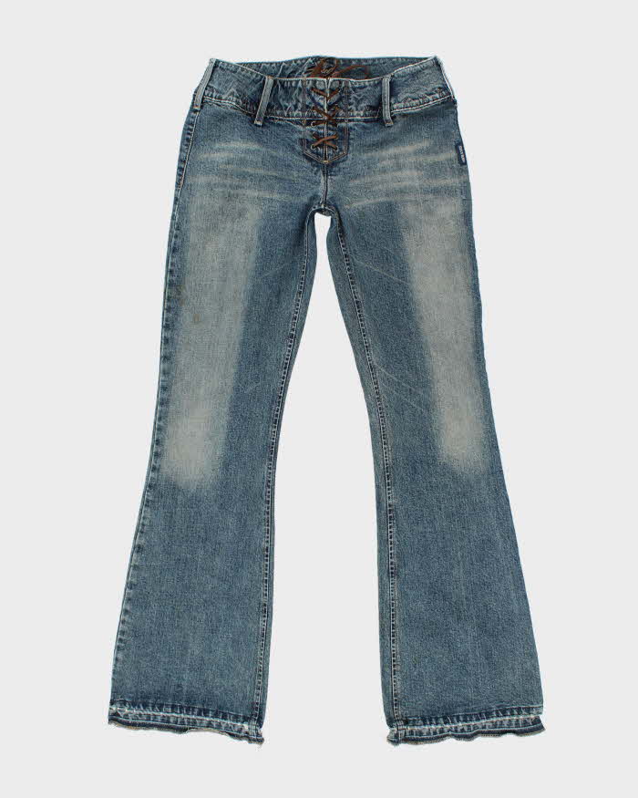 Vintage Y2k 00s Silver Lace-up Bootcut Jeans - W32 L33