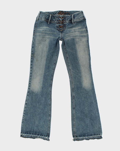 Vintage Y2k 00s Silver Lace-up Bootcut Jeans - W32 L33