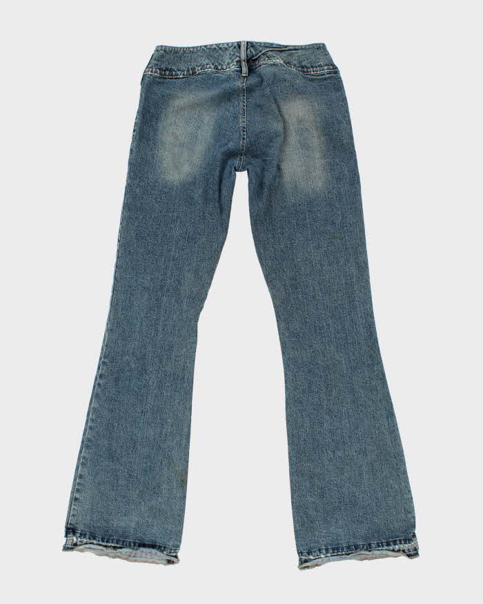 Vintage Y2k 00s Silver Lace-up Bootcut Jeans - W32 L33