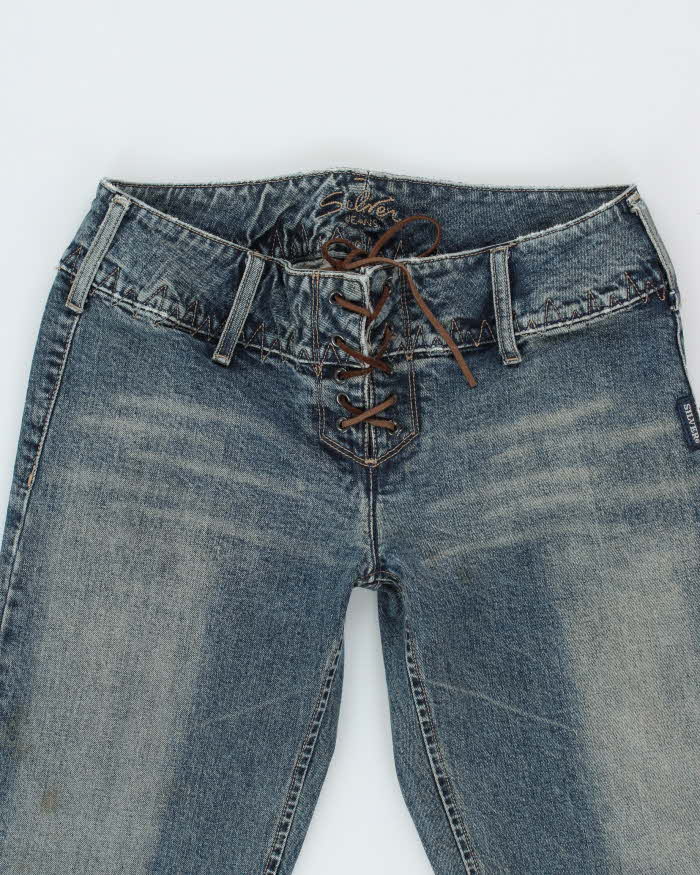 Vintage Y2k 00s Silver Lace-up Bootcut Jeans - W32 L33