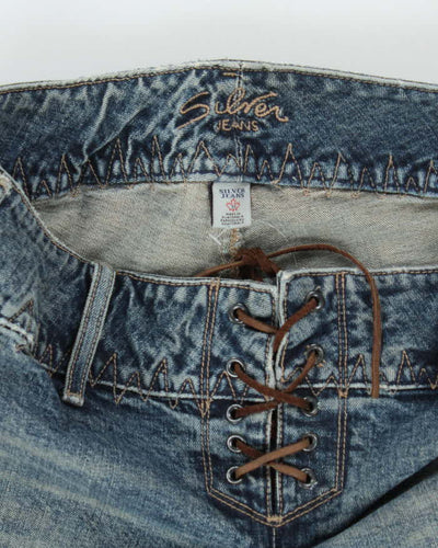 Vintage Y2k 00s Silver Lace-up Bootcut Jeans - W32 L33
