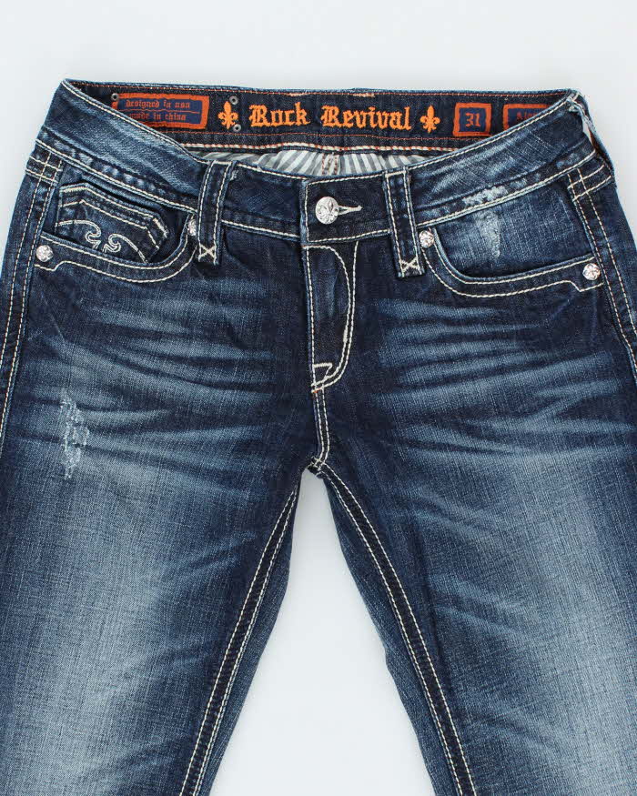 Vintage Y2k 00s Rock Revival Rhinestone Bootcut Jeans - W32 L35