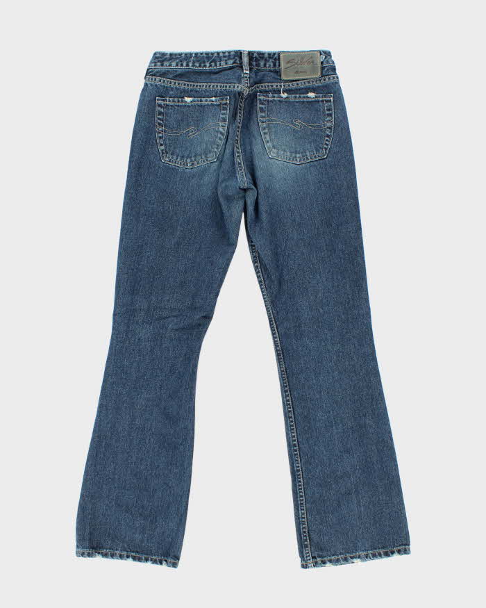 Vintage 90s Silver Distressed Flared Jeans - W29 L32