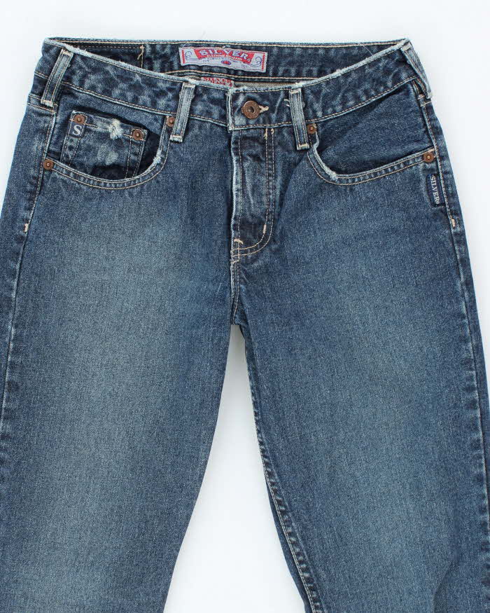 Vintage 90s Silver Distressed Flared Jeans - W29 L32