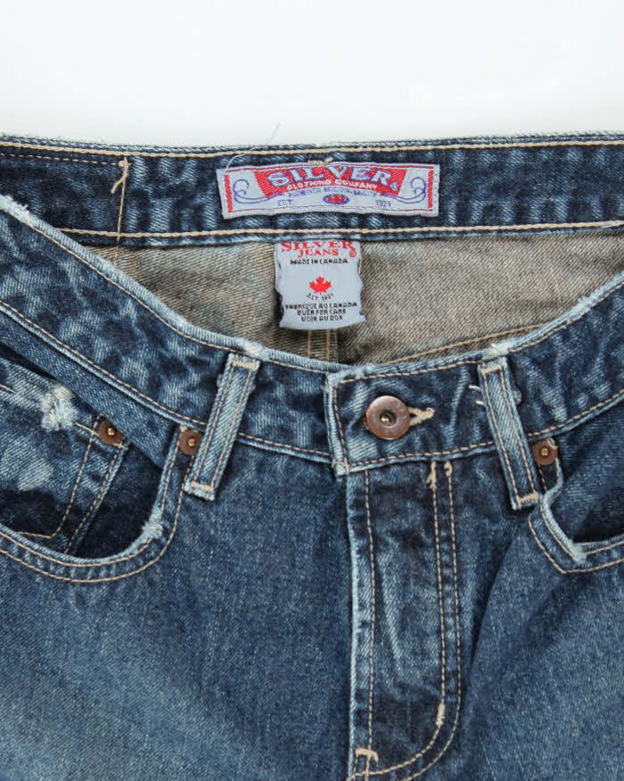 Vintage 90s Silver Distressed Flared Jeans - W29 L32
