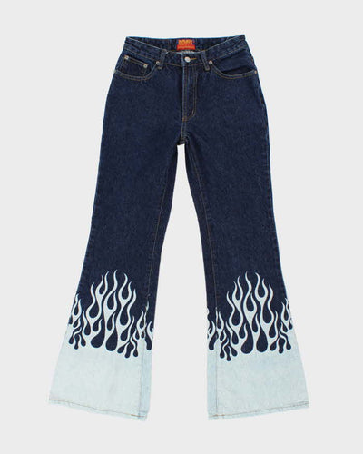 Vintage Y2K By Remargo Dark Wash Flame Wash Flared Jeans - W26 L30