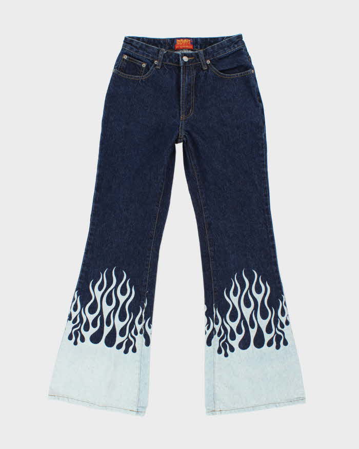 Vintage Y2K By Remargo Dark Wash Flame Wash Flared Jeans - W26 L30